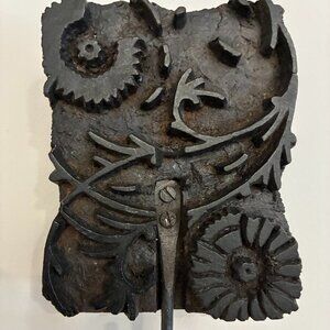 Antique batik ink block wall hook. Tag attached
